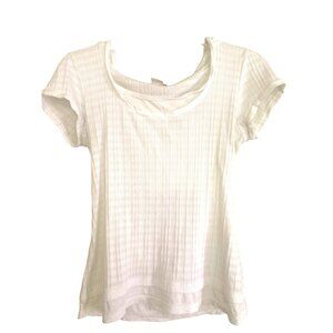 Unionbay Womens White Hooded Tee Striped Cotton Polyester Size Lg